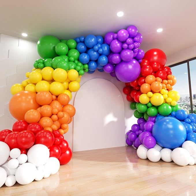 Rainbow Balloon Arch Kit, Different Sizes Party Balloon Garland Kit by ADOINBY