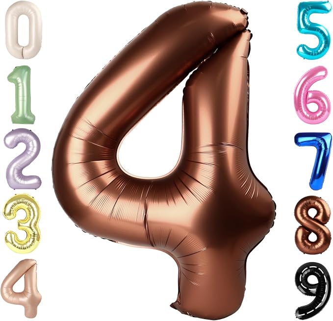 Number Balloons 40 Inch Coffee 4 Balloon by Mluchee