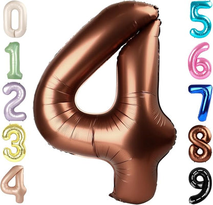 Number Balloons 40 Inch Coffee 4 Balloon by Mluchee