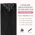 GOO GOO Clip in Hair Extensions Real Human Hair, Remy Human Hair Extensions Clip ins for Women, Natural Human Hair, 22 Inch 140g 7Pcs, 1B Natural black