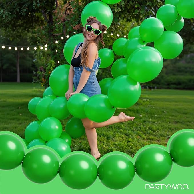 PartyWoo Green Linking Balloons 100pcs 12 Inch Green Link Balloons | - Image 7