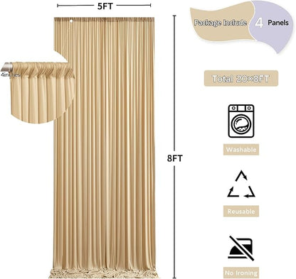 20 ft x 8 ft Thick Champagne Backdrop Curtain - Image 6