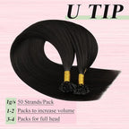 YoungSee U Tip Hair Extensions Human Hair Brown Hair Extensions Utip Human Hair Darkest Brown 14n 1G/S 50G