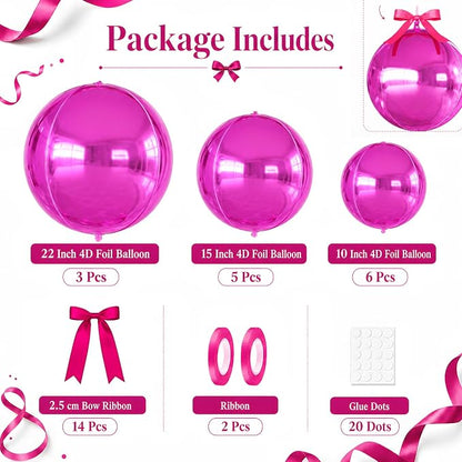 Hot Pink Round Foil Balloons - Image 2