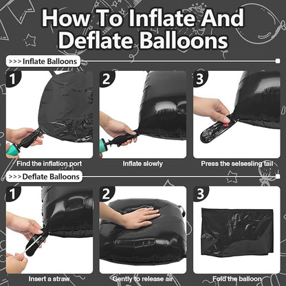 NISOCY 25PCS Metallic Black Square Foil Balloons Wall Backdrop | Double Sided - Image 3