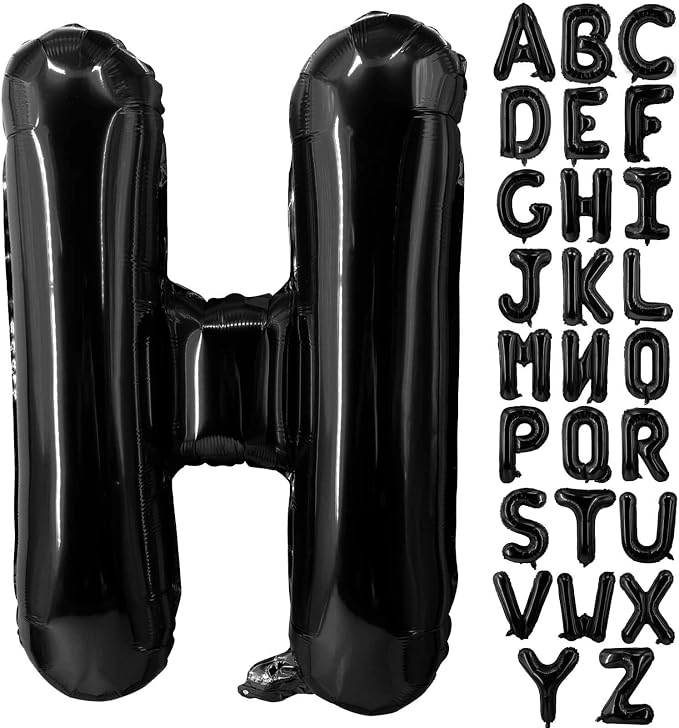 Lovoir 40 Inch Large Black Letter H Balloons Big Size Jumbo Mylar Foil Helium by Lovoir