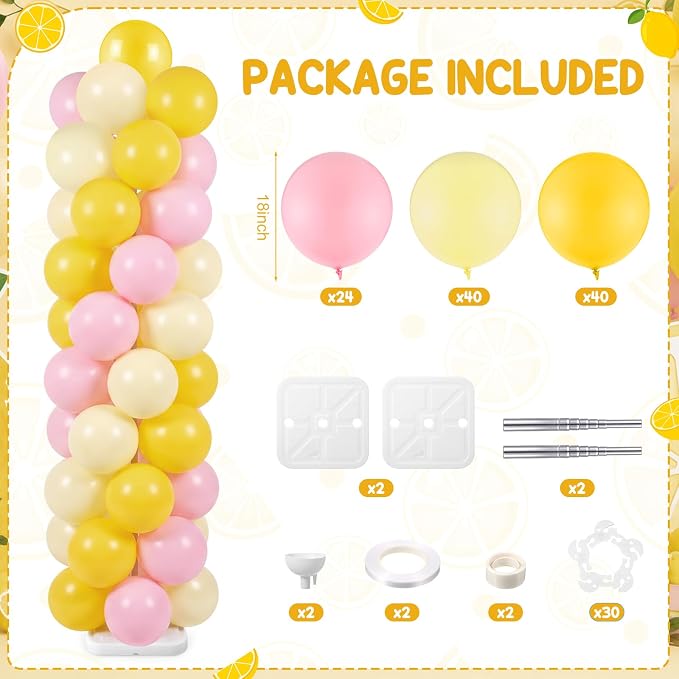 Skylety Lemon Balloon Column Stand Kit, 2 Sets 6.5 Ft Adjustable Balloon Tower - Image 2