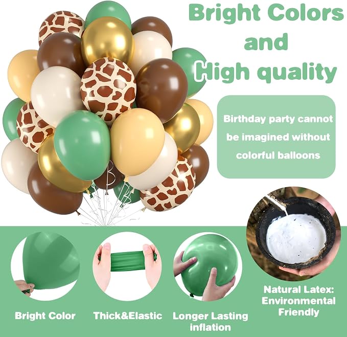 Jungle Safari Balloons for Woodland Birthday Decorations | Sage green, - Image 8