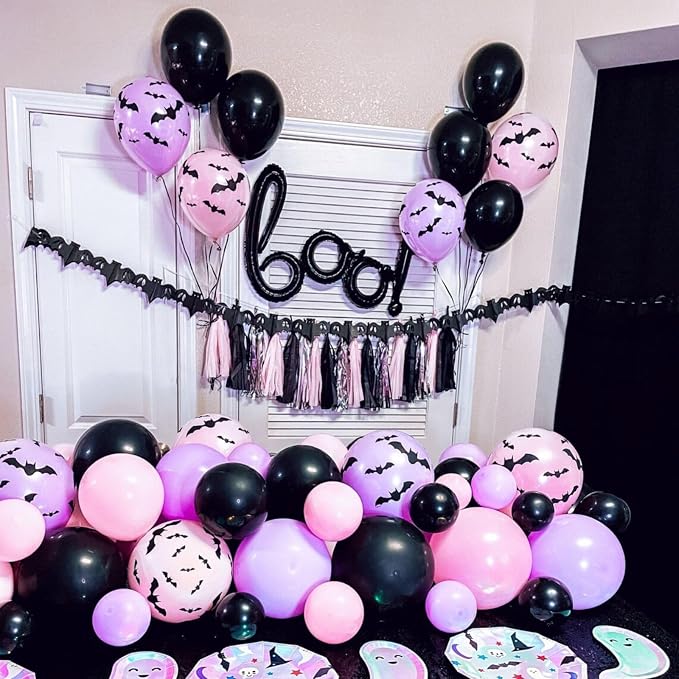 Purple Pink Balloons 12 Inch Purple Pink Black Balloons 35 Pcs Mermaid - Image 4