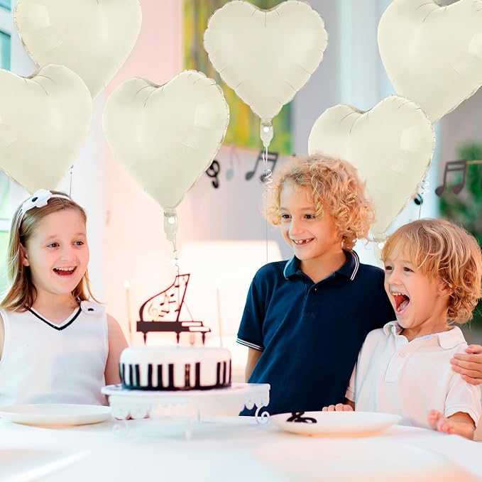 12 Pcs Cream Heart Balloons, 18 Inch Heart Foil Balloons Love Balloon Valentine - Image 6