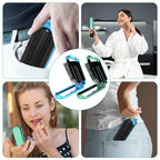 Mini Folding Compact Hair Brush with Mirror for Women and Girls, Massage and Pocket Comb for Travel, Gym, Purse, Swimming (Blue & Green)