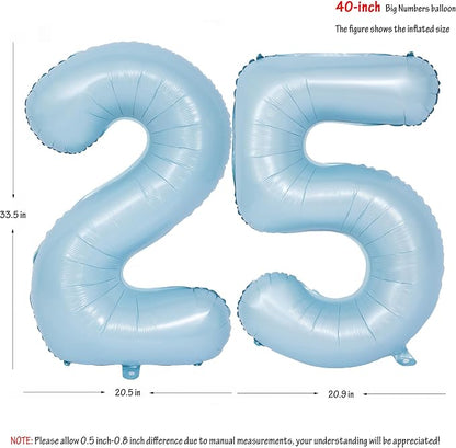 40 In Matte Blue Number Balloons Helium Foil Mylar Balloon Party Digital 25 | - Image 2