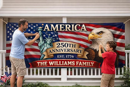 Personalized 250 Years of Freedom USA Banner 1776-2026, Patriotic American - Image 2