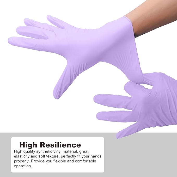 Disposable Gloves Medium, Nitrile and Vinyl Blend Material Gloves, Latex Free, 4 Mil 1000 Pc Food Grade Glove for Cleaning, Food Prep, Hair Dye, Tattoo, Purple