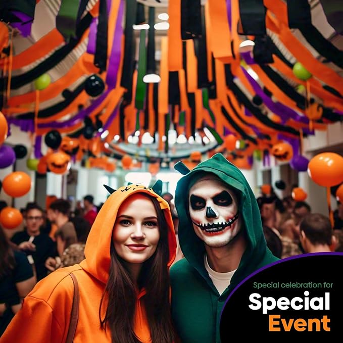 8 Halloween Streamers, 656ft Pack of Crepe Paper Party Decorations | Each roll - Image 5