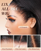 Arabella Hair 13x6 Lace Front Wigs Human Hair 210% Density Glueless Wig Human Hair 100% Straight Human Hair Wigs 12A Pre Plucked Pre-Bleached Pre-Cut Glueless Wig (30inch,13x6 Straight Hair)
