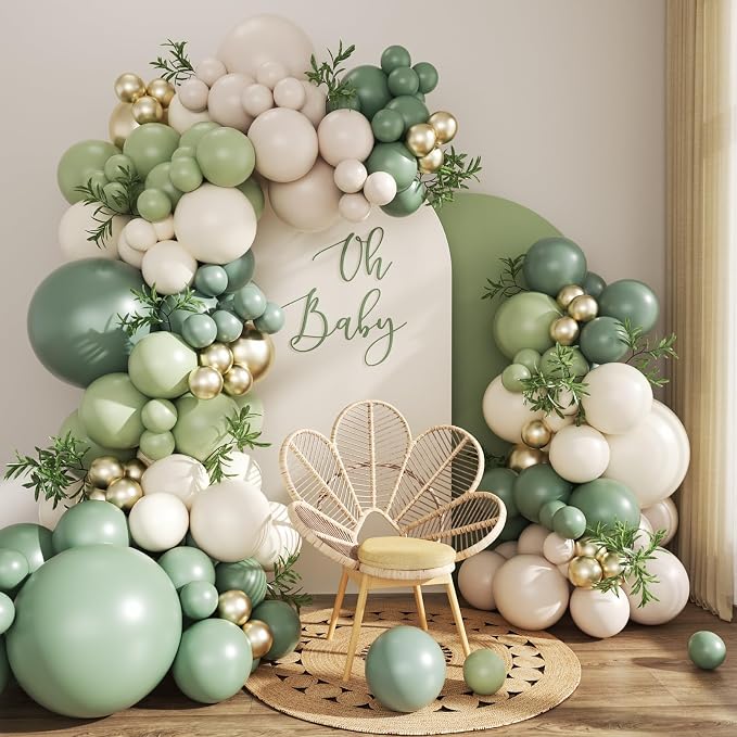 Sage Green Balloon Arch Kit for Baby Shower Bridal Shower Decorations | 132Pcs by JOYFLOAT
