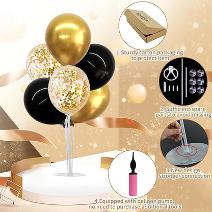 TONIFUL 6 Set Black Gold Balloon Stand Balloon Centerpieces - Image 7