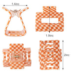 Checkered Hair Claw Clips - 4 PCS, 2 for Thin Hair, 2 for Thick Hair, Cute Clips for Women