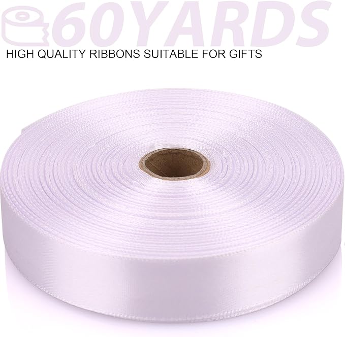 7/8 Inch 60 Yards White Satin Craft Ribbon-Single Face Polyester Ribbon - Image 2