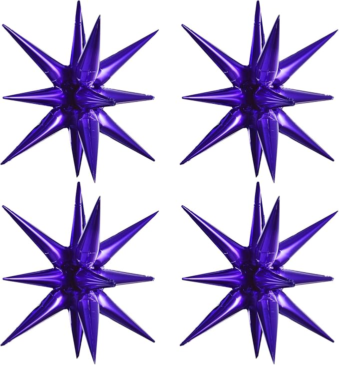 TONIFUL 4 Pcs Explosion Star Balloons Purple Foil Balloon Party Decorations | by TONIFUL