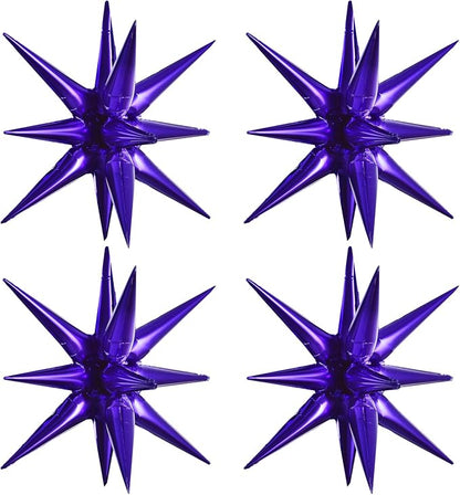 TONIFUL 4 Pcs Explosion Star Balloons Purple Foil Balloon Party Decorations | by TONIFUL