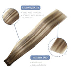 COOKAYU Invisi Edge Tape in Hair Extensions, Tape in Human Hair Extensions Walnut Brown to Ash Brown and Blonde Seamless Injected Human Hair 20pcs/pack 22Inch 50g