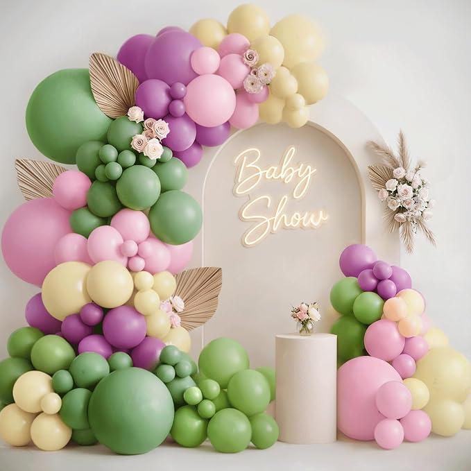 Pink Green Purple Balloons Arch Kit - Image 7