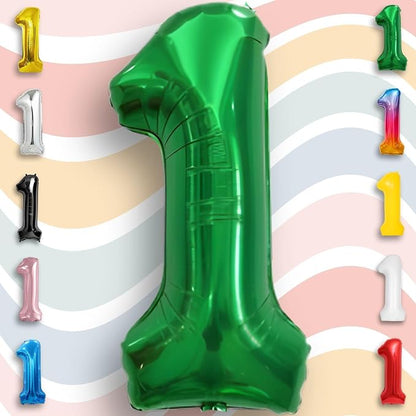 Green Number Balloon 1 Mylar Foil Balloons 16 inch - Image 3