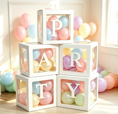 White Transparent Balloon Boxes, Balloon Box Blocks Backdrop - Image 5