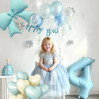 LilyZheng Pastel Blue Number 4 Foil Balloon & Bow Set, 4th Birthday Decorations - Image 6