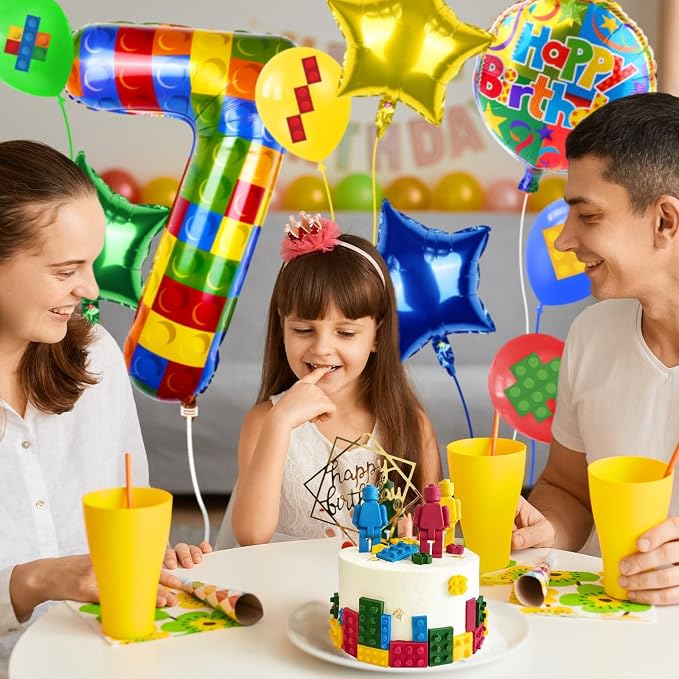 40 Inch Building Block Number Balloon, Colorful Number Block Foil Balloons - Image 6
