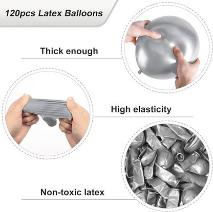 RUBFAC Silver Balloons 120pcs 12 Inch, 2026 International Football Game Decor - Image 3
