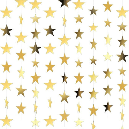 7 Pack 91.8 ft Gold Star Garland Banner Double Side Hanging Star Streamers by Unknown