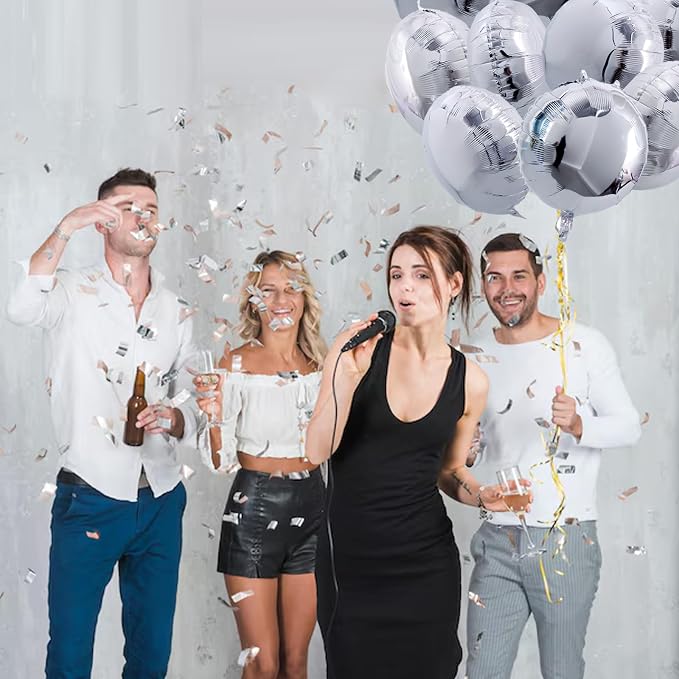 TONIFUL 30Pcs 18 Inch Round Balloons Large Silver Round Shape Foil Balloons Big - Image 4