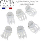 Camila Paris CP3085 French Hair Clip for Women, Set of 6 Extra Small White Girls Hair Claw Clip Jaw Fashion Durable Styling Hair Accessories for Women, Ladies Strong Hold Grip Clamp, Made in France