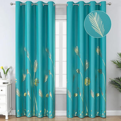 Teal Blackout Curtains 90 Inches Long, Grommet Curtains by ESTELARTEXTILER