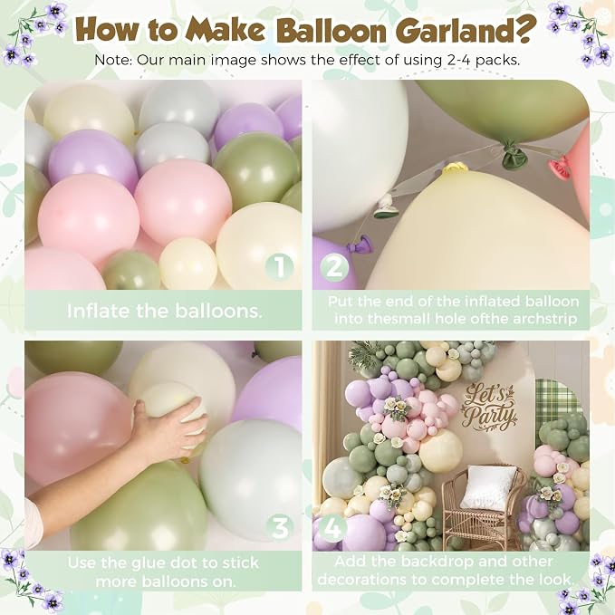 Pastel Balloon Arch Garland Kit 154pcs, Double Stuffed Light Green Sage Green - Image 3