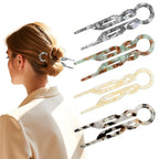 Prestige Acetate Hair Pins - 4 Pack with Storage Case, 4.5” U-Shaped Clips for Thick Hair, Elegant French-Style Hair Accessories