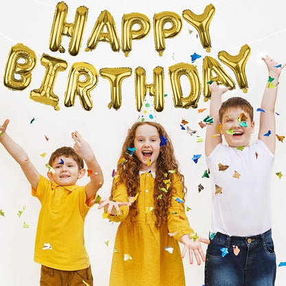 Gold Happy Birthday Balloons Banner 16 Inch Mylar Foil Letters, Inflatable - Image 6