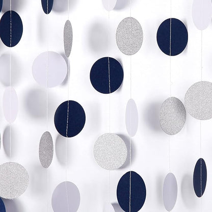 Navy Blue White Silver Paper Garland, 52Ft Gender Reveal Hanging Decoration - Image 6