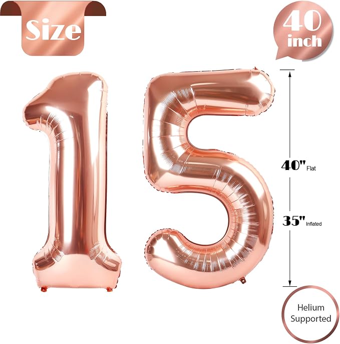 Rose Gold 15 Balloon - Image 5
