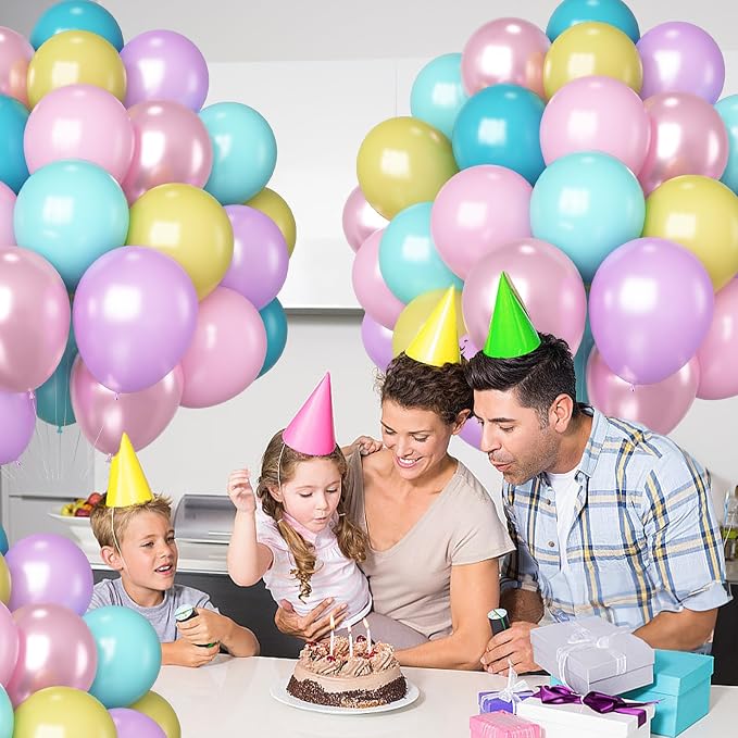 HILAVO Pastel Balloons 60 Pcs Metallic Pink Purple Teal Blue Yellow Multicolor - Image 5