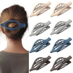 8 Pack Dark Neutral Flat Hair Clips – Matte French Claw Clips in Deep Brown, Navy, and Grey, Non-Slip Large Barrettes for Women, Minimalist Hair Accessories for Work or Daily Wear