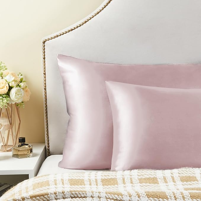 BEDELITE Satin Pillowcase for Hair and Skin, Super Soft Similar to Silk Pillow Cases 4 Pack with Envelope Closure, Cooling Pillowcases for Women Men (20"x36" King Size, Lotus Pink)