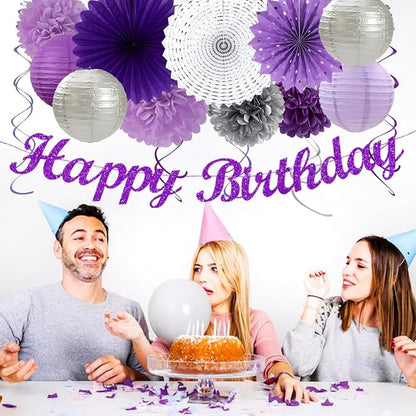 Purple Lilac-Lavender Silver Women Birthday Party-Decorations - Image 4