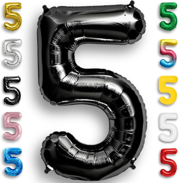 Black Number Balloon 5 Mylar Foil Balloons 40 inch - Image 6
