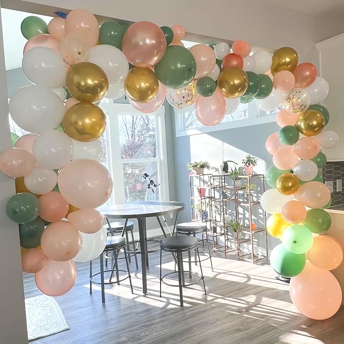 Sage Green Dusty Pink Balloon, 60 Packs 12 Inch Retro Green and Pink Metallic - Image 8