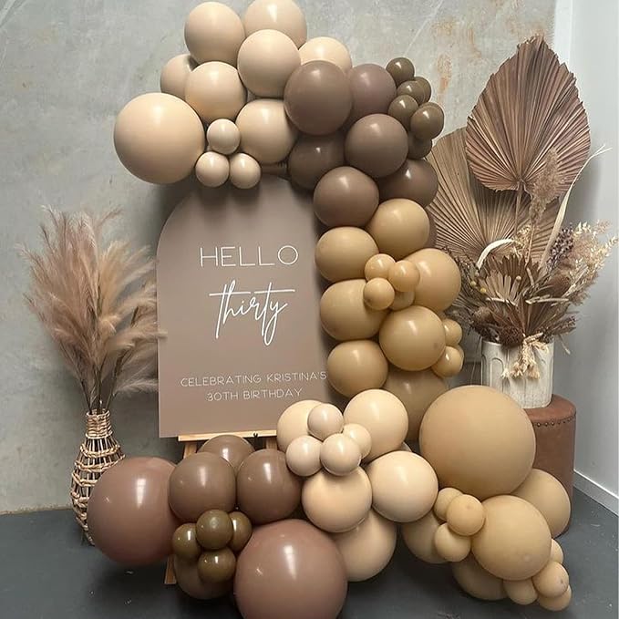 Brown Gold Balloons, Nude White Sand White Cream Coffee Balloon - Image 4