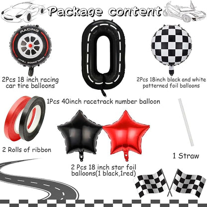 Race Car Balloons, 40 Inch Racetrack Number 0 Balloon, Big Number Balloons Black - Image 7